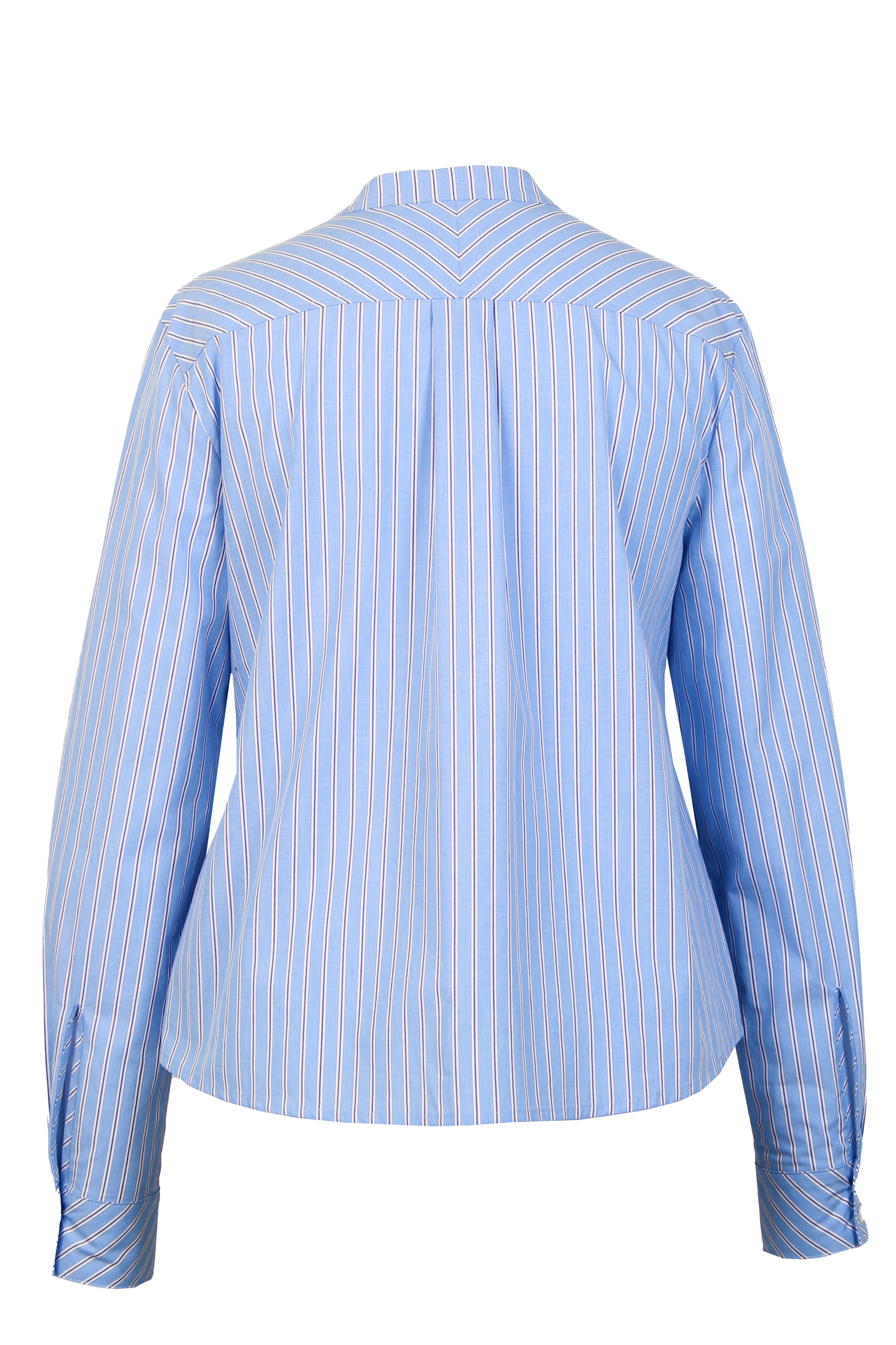 Mannequin-Aufnahme der längs gestreiften Bluse für Damen – Rückansicht