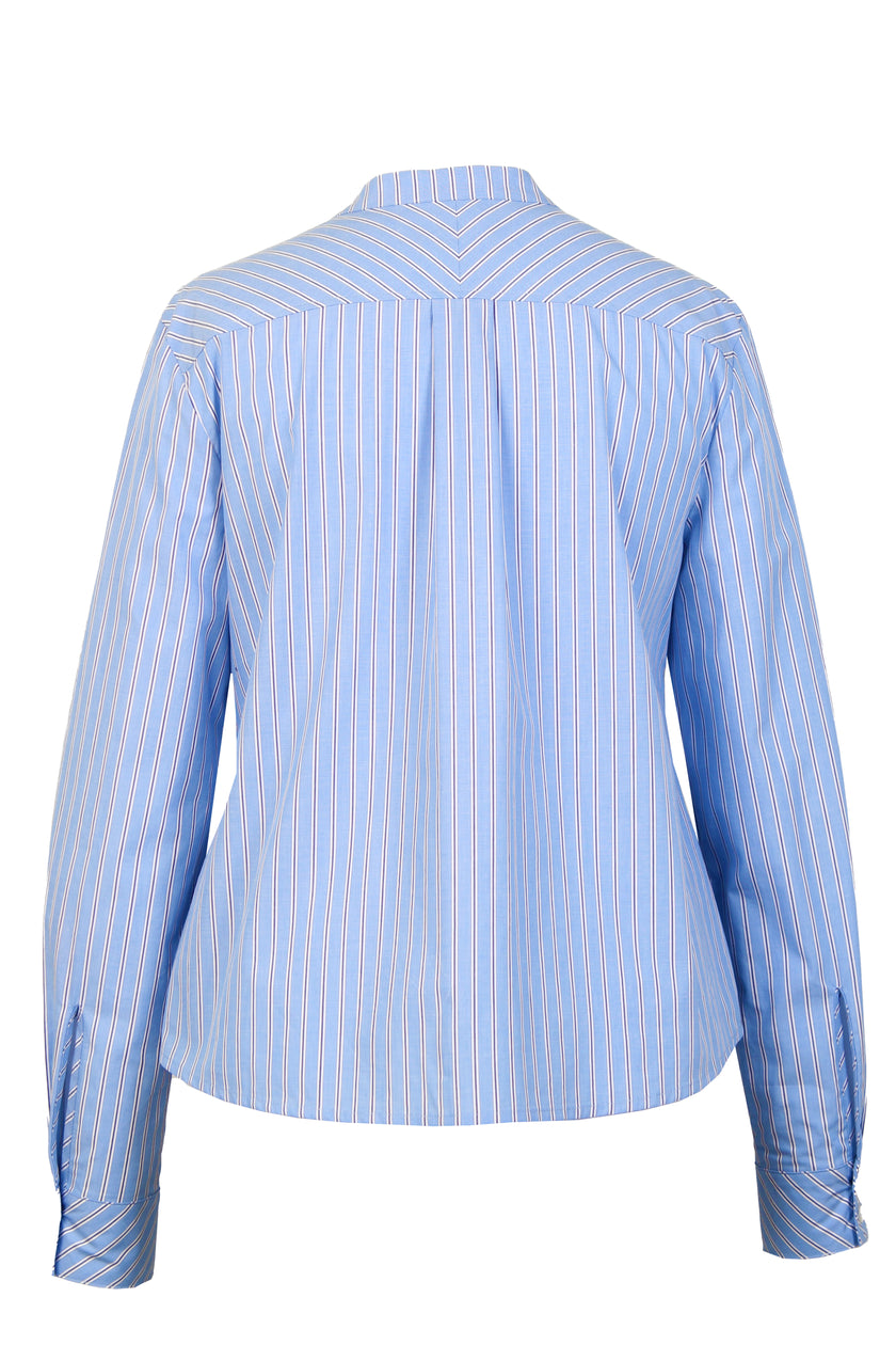 Mannequin-Aufnahme der längs gestreiften Bluse für Damen – Rückansicht
