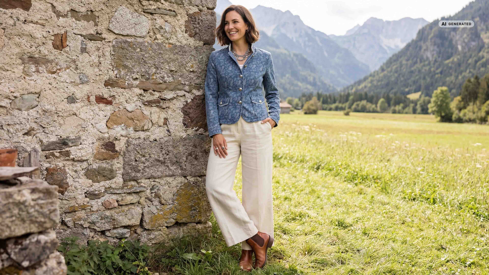 Model trägt Janker in Denim Optik.