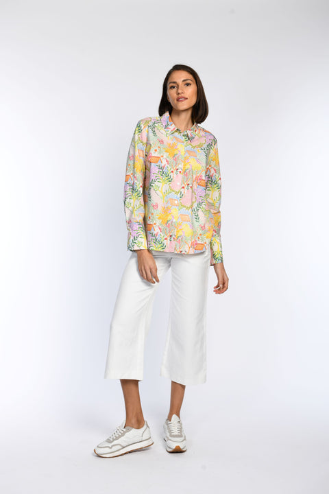 Bedruckte Hemdbluse mit Kragen und Knopfleiste auf der Vorderseite.