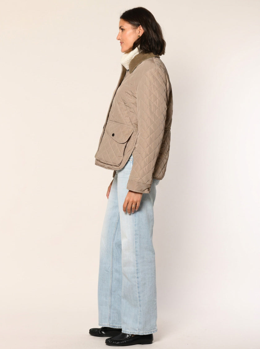 Steppjacke mit Cordkragen