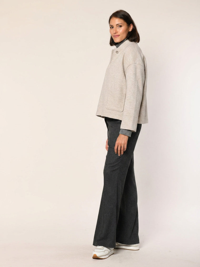 Jersey Jacke mit Strickkragen