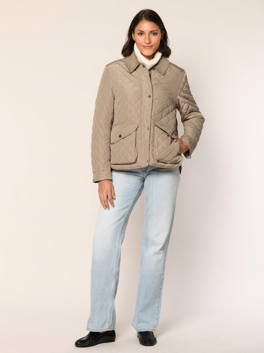 Steppjacke mit Cordkragen