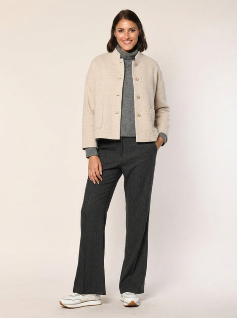 Jersey Jacke mit Strickkragen