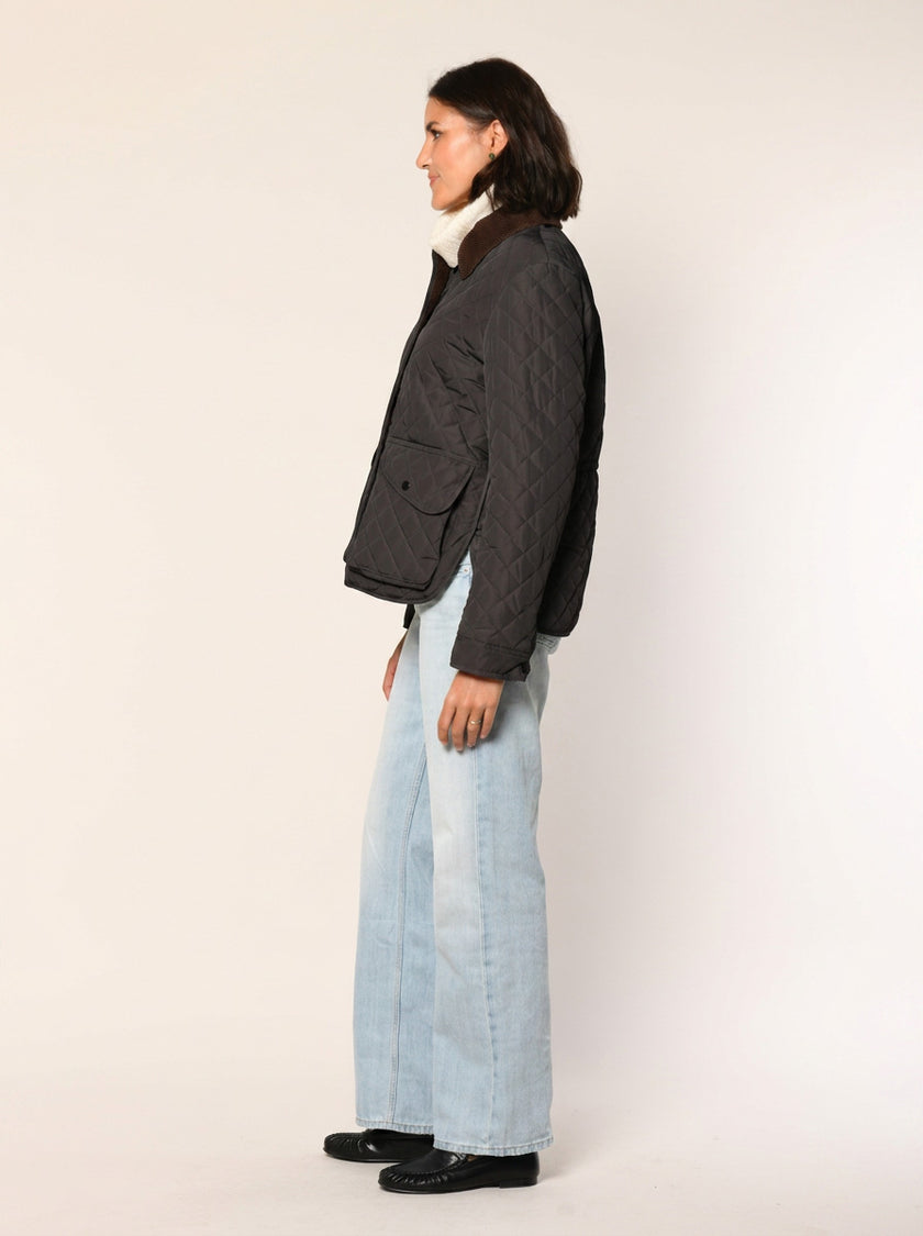 Steppjacke mit Cordkragen