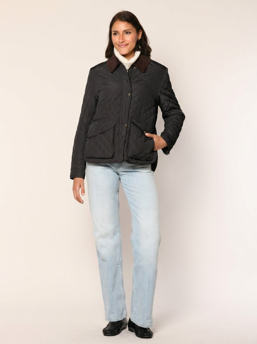 Steppjacke mit Cordkragen