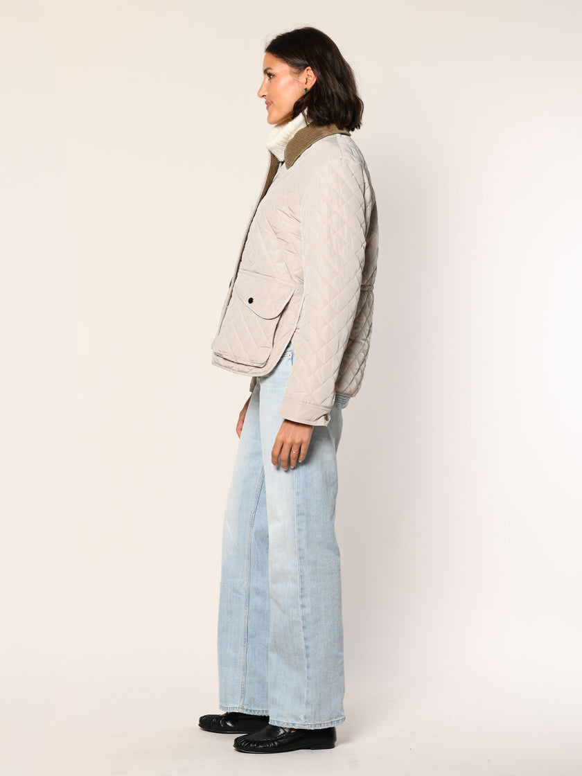 Steppjacke mit Cordkragen