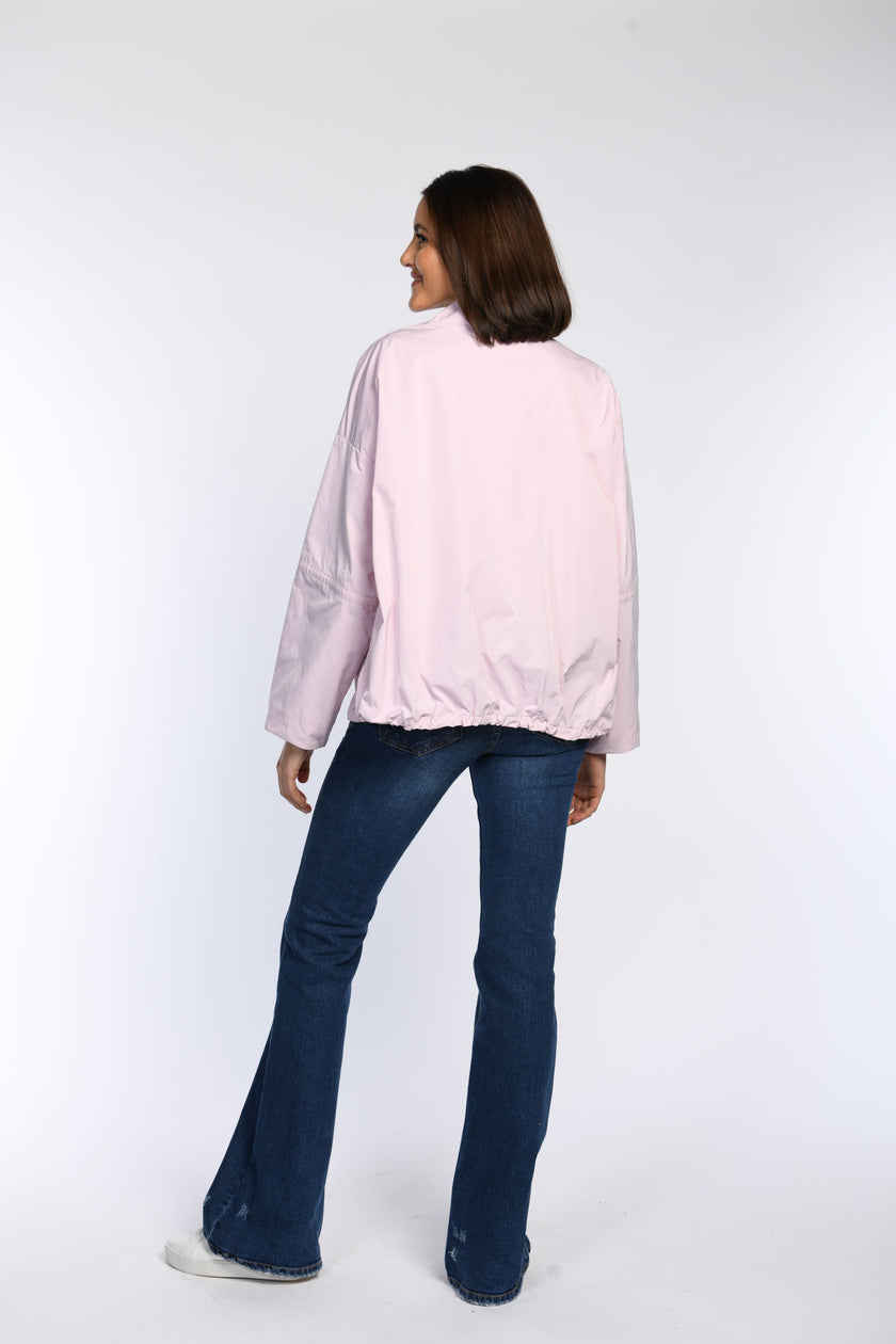 Rückansicht: Oversize-Jacke in Rosa mit Tunnelzug.