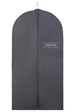Hochwertiger grauer Kleidersack mit sichtbarem weißen Logo der Marke White Label by RoFa und großem Reißverschluss – Front