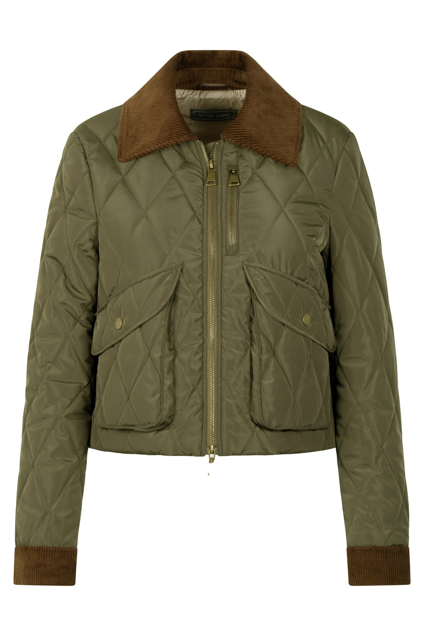 Britische Steppjacke mit Cordkragen